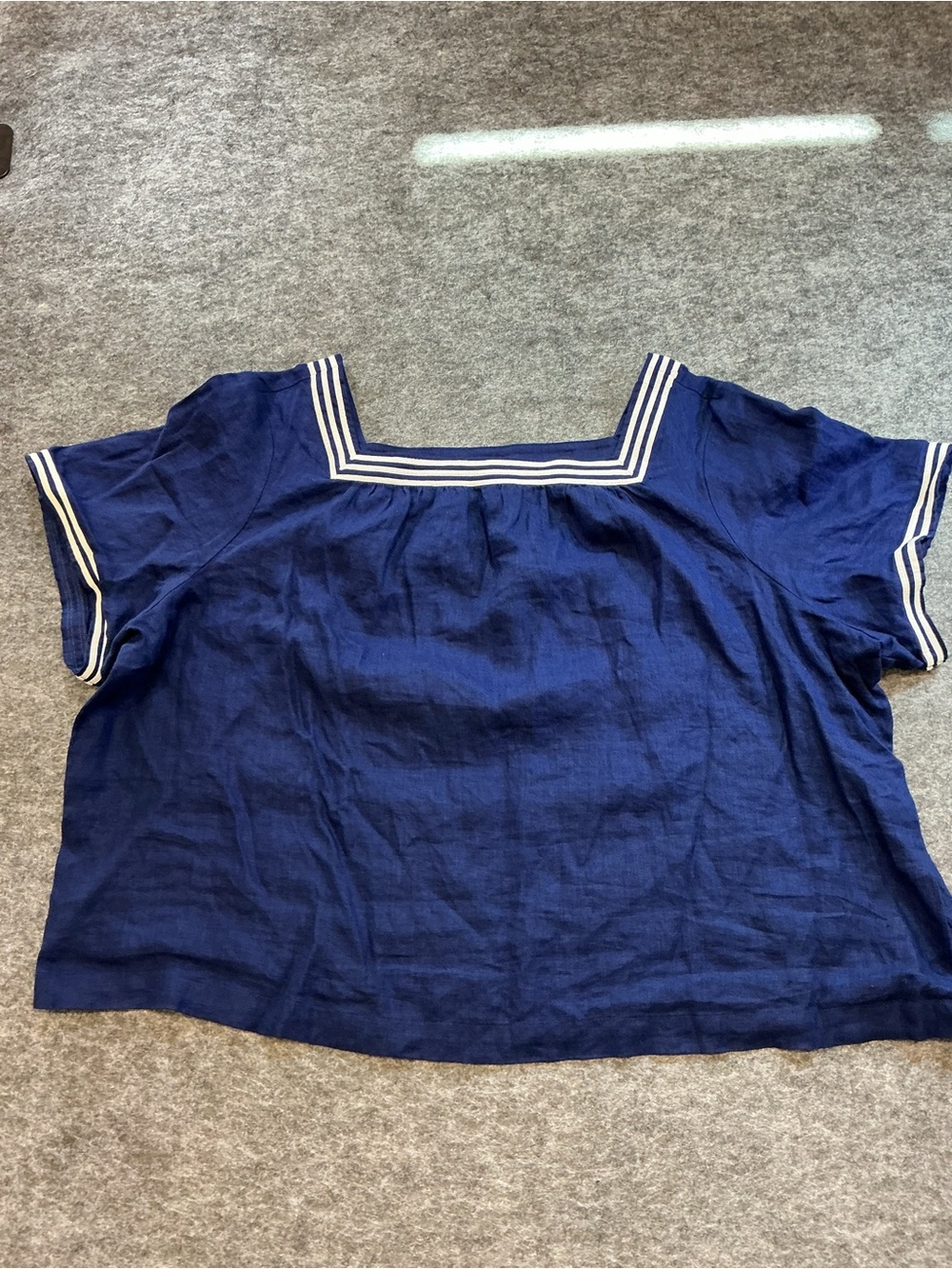 J. Crew Navy Square-Neck Sailor Top with Stripe Trim Size 3X